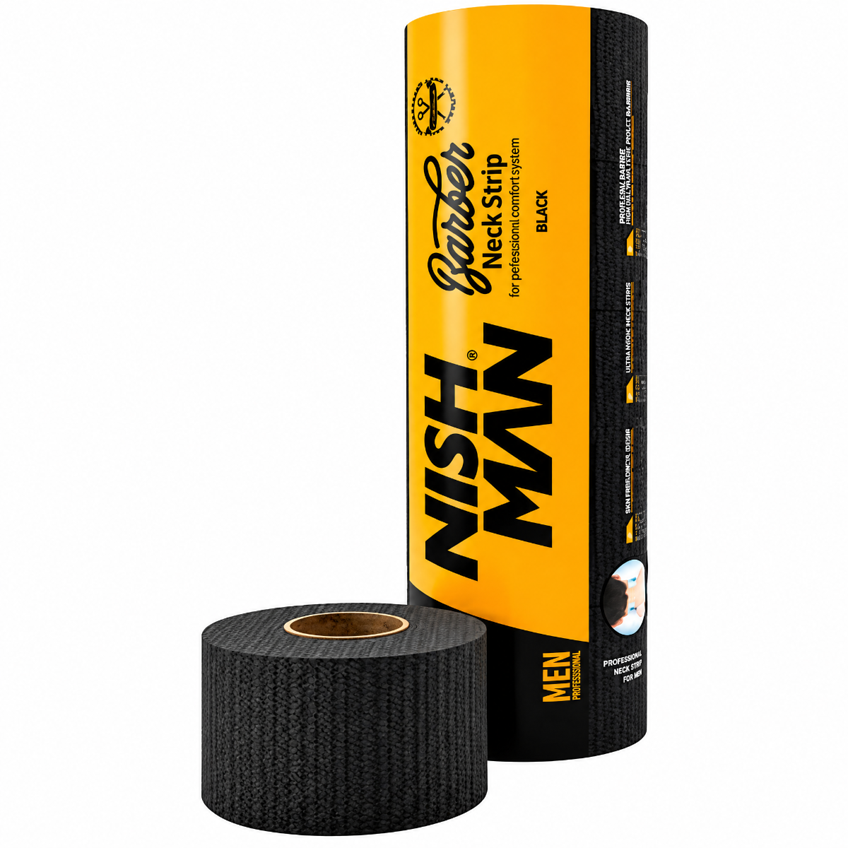Nishman Barber Niskapaperit Black 5 Rolls - Kaulapaperia ja puuvillaa - Musta