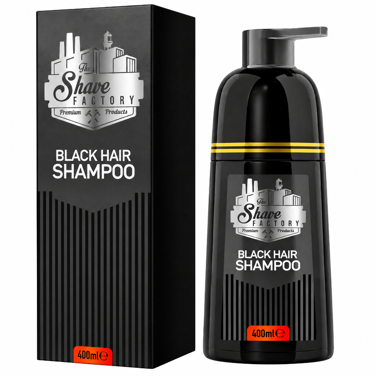 ​The Shave Factory Black Hair Shampoo 400 ml - Musta