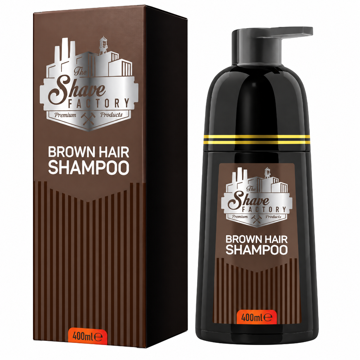 ​The Shave Factory Brown Hair Shampoo 400 ml - Ruskea