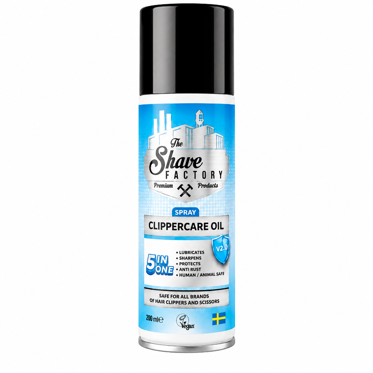 The Shave Factory Clippercare Oil Spray 5in1 Spray 200 ml - Desinfiointi & Öljy