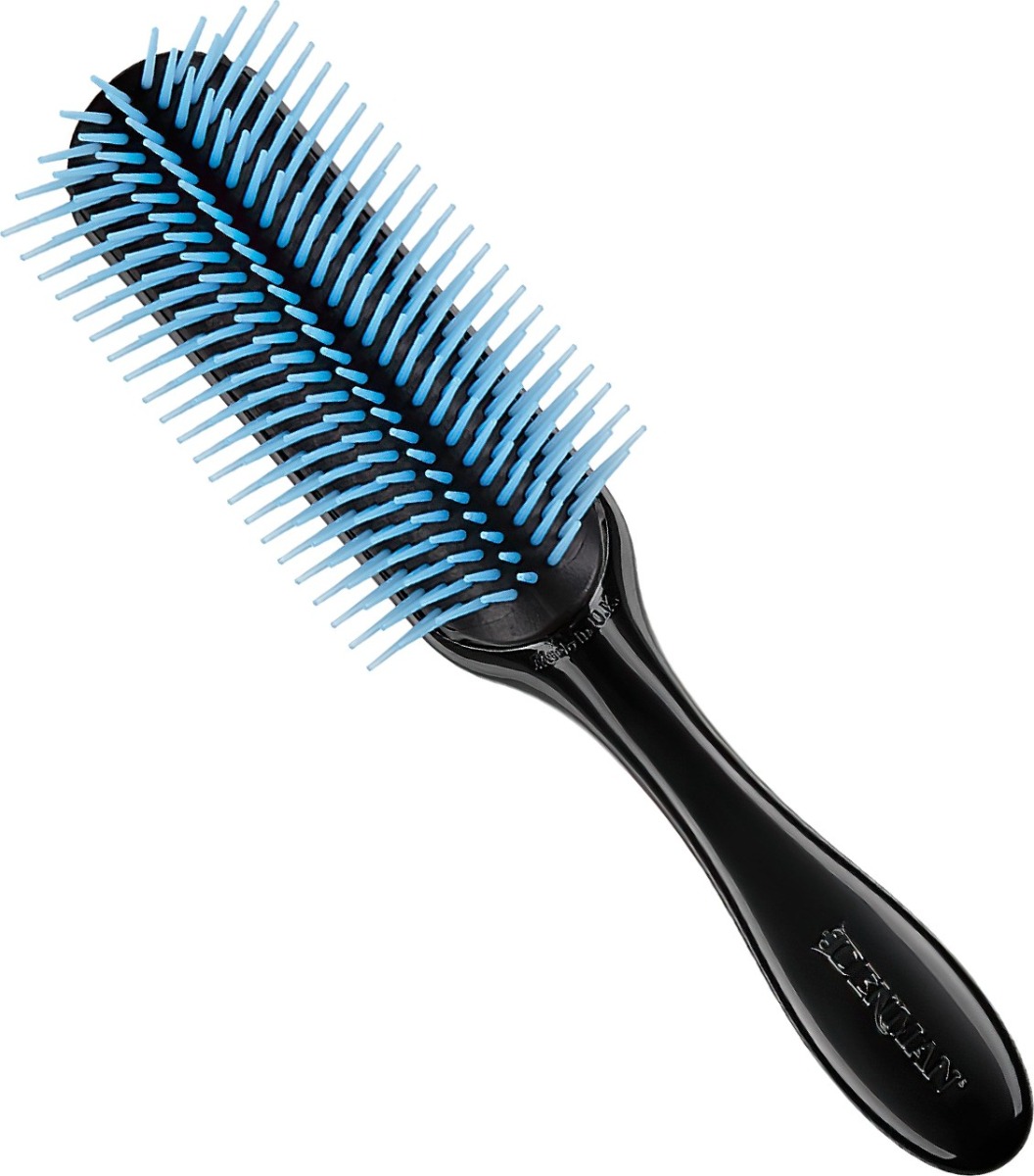 Denman D4 9 Row Black Blue Bristles - Hiusharjat - Sininen