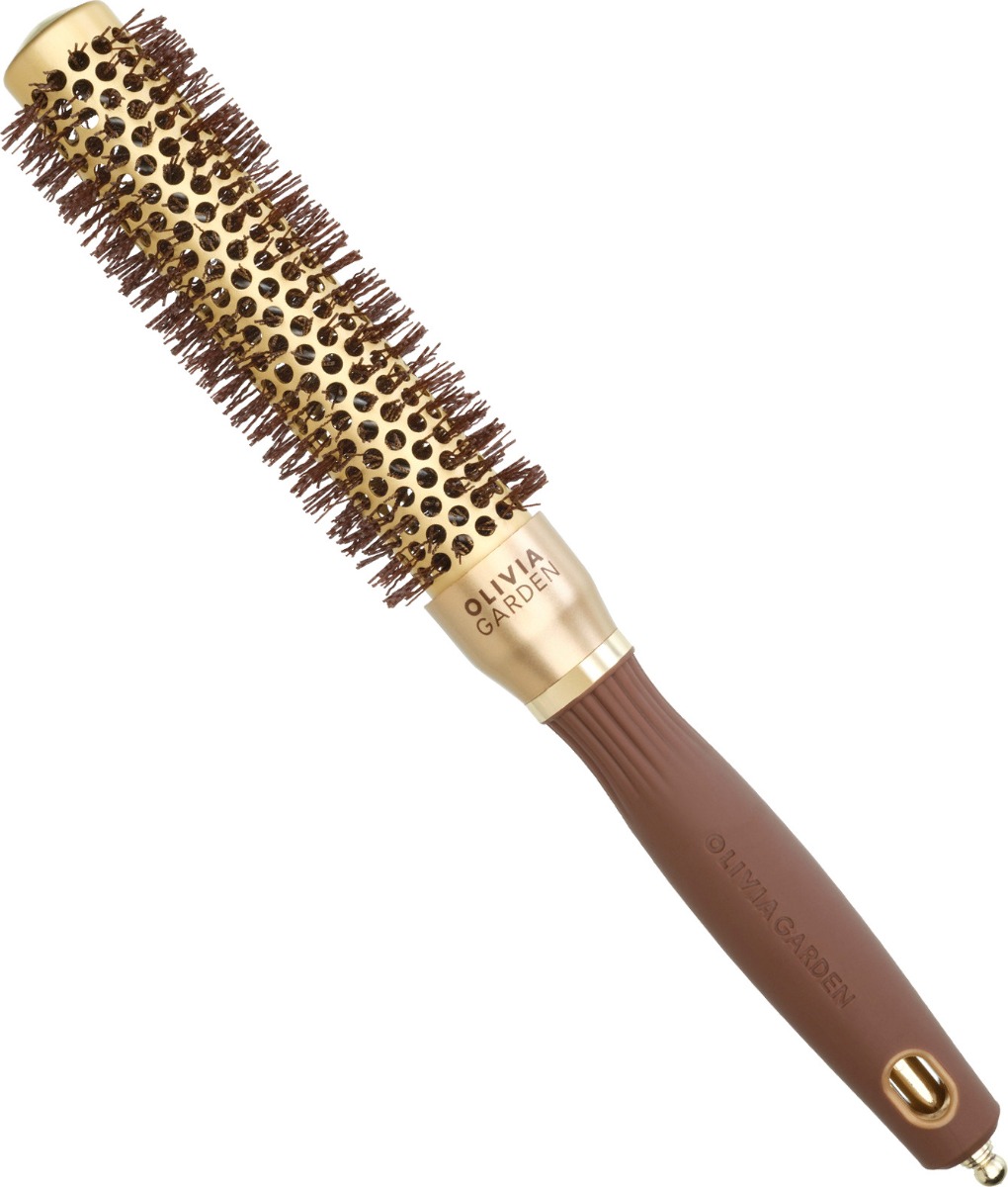 Olivia Garden XL Expert Blowout Speed Wavy Bristles Gold & Brown 25 mm - Pyöreät harjat - Ruskea