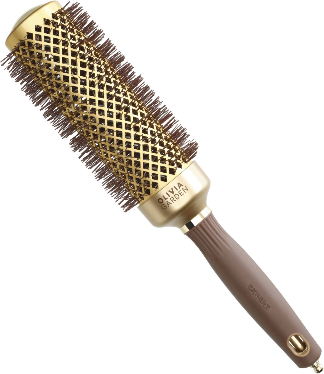 Olivia Garden XL Expert Blowout Speed Wavy Bristles Gold & Brown 45 mm - Pyöreät harjat - Ruskea