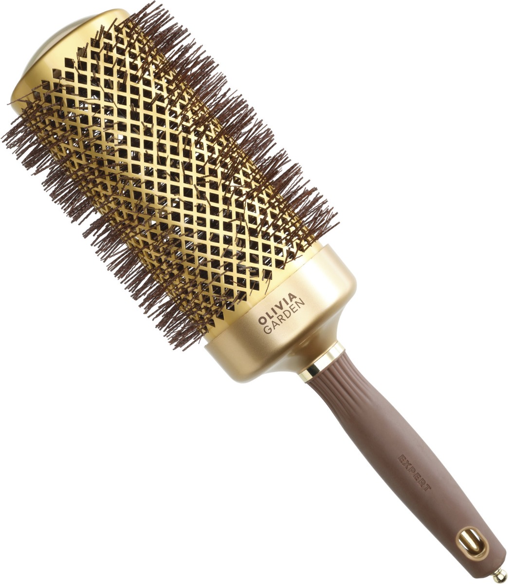 Olivia Garden XL Expert Blowout Speed Wavy Bristles Gold & Brown 65 mm - Pyöreät harjat - Ruskea